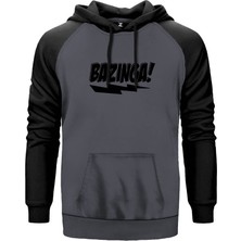 Bazinga Ligthing Gri Renk Reglan Kol Kapşonlu Sweatshirt
