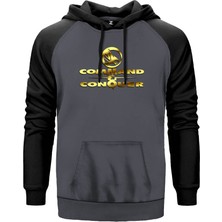 Command & Conquer Logo 2 Gri Renk Reglan Kol Kapşonlu Sweatshirt