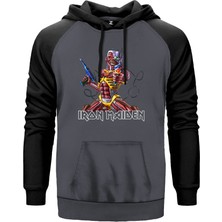 Iron Maiden In The War Gri Renk Reglan Kol Kapşonlu Sweatshirt