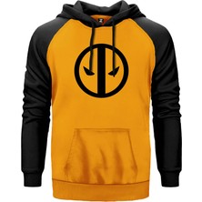 Deadpool Cutted Sarı Renk Reglan Kol Kapşonlu Sweatshirt