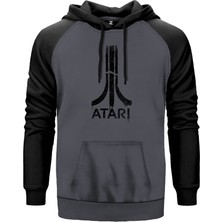 Atari Splash Gri Renk Reglan Kol Kapşonlu Sweatshirt