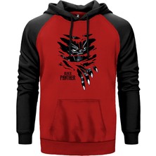 Black Panther Breaks Kırmızı Renk Reglan Kol Kapşonlu Sweatshirt