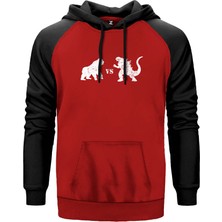 Godzilla Vs King Kong Kırmızı Renk Reglan Kol Kapşonlu Sweatshirt
