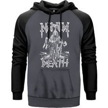 Napalm Death Skeleton Gri Renk Reglan Kol Kapşonlu Sweatshirt