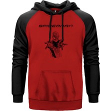 Spiderman Amazing Sketched Kırmızı Renk Reglan Kol Kapşonlu Sweatshirt