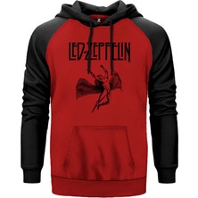 LED Zeppelin Lcarus Kırmızı Renk Reglan Kol Kapşonlu Sweatshirt