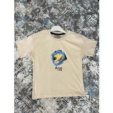 Erkek Çocuk Aslan Baskılı %100 Pamuk Yazlık Tişört | Rahat Kalıp Kısa Kollu Çocuk T-Shirt
