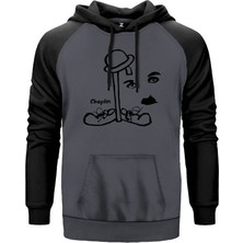 Charlie Chaplin Şapka Gri Renk Reglan Kol Kapşonlu Sweatshirt