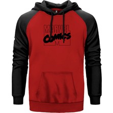 Marvel Comics Kırmızı Renk Reglan Kol Kapşonlu Sweatshirt