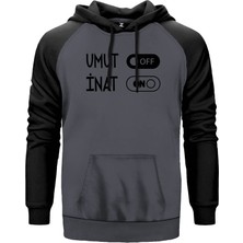 Umut ve Inat Gri Renk Reglan Kol Kapşonlu Sweatshirt