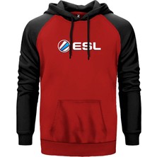 Esl Kırmızı Renk Reglan Kol Kapşonlu Sweatshirt