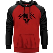 Skrillex Punisher Kırmızı Renk Reglan Kol Kapşonlu Sweatshirt