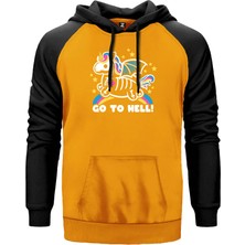 Unicorn Go To Hell Sarı Renk Reglan Kol Kapşonlu Sweatshirt