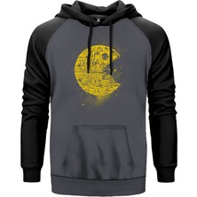 Star Wars Ölüm Yıldızı Gri Renk Reglan Kol Kapşonlu Sweatshirt