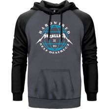 Metallica Hardwierd Gri Renk Reglan Kol Kapşonlu Sweatshirt