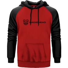Radiohead Logo Kırmızı Renk Reglan Kol Kapşonlu Sweatshirt