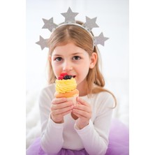 Gümüş  5'li Yıldız Figürlü Kız Çocuk Taç