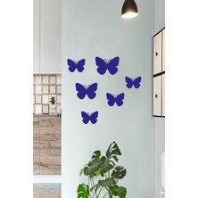 6'lı Dekoratif Kelebek Ahşap Tablo Lazer Kesim 3mm Duvar Dekorasyon Süsü (Kendinden Yapışkanlı