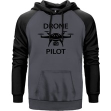 Drone Pilot 2 Gri Renk Reglan Kol Kapşonlu Sweatshirt