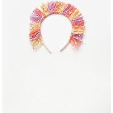 Sarı  Üzeri Yıldızlı Kız Çocuk Tül Taç