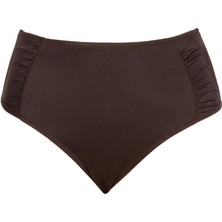 Endeep Kadın Büzgülü Kalın Kenarlı Kahverengi Bikini Altı