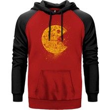 Star Wars Ölüm Yıldızı Kırmızı Renk Reglan Kol Kapşonlu Sweatshirt