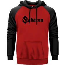 Sabaton Logo Kırmızı Renk Reglan Kol Kapşonlu Sweatshirt