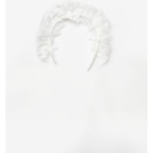 Ekru  Kelebek Nakışlı Kız Çocuk Tül Taç