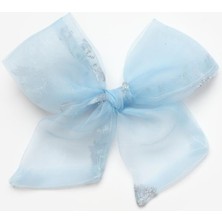 Mavi Kar Tanesi Desenli Organze Kız Çocuk Klips Toka