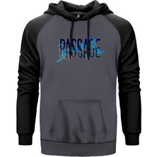 Dark Passage Splash Gri Renk Reglan Kol Kapşonlu Sweatshirt