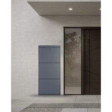 3'lü Antrasit Metal Ayakkabılık ( Kilitli )