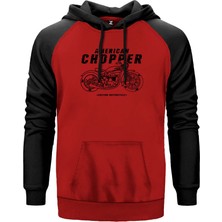 American Chopper Kırmızı Renk Reglan Kol Kapşonlu Sweatshirt