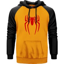 Spiderman Logo Sarı Renk Reglan Kol Kapşonlu Sweatshirt
