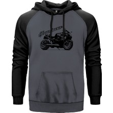 Suzuki Hayabusa Gri Renk Reglan Kol Kapşonlu Sweatshirt