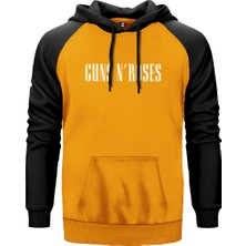 Guns N Roses Logo Sarı Renk Reglan Kol Kapşonlu Sweatshirt