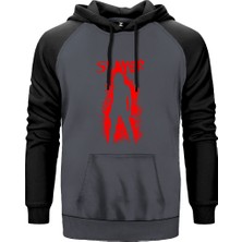 Slayer Shadow Man Gri Renk Reglan Kol Kapşonlu Sweatshirt