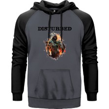Disturbed Monster Gri Renk Reglan Kol Kapşonlu Sweatshirt