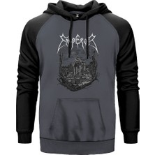 Emperor Angel Of Death Gri Renk Reglan Kol Kapşonlu Sweatshirt