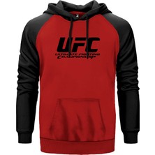 Ufc Logo Ultimate Championship Kırmızı Renk Reglan Kol Kapşonlu Sweatshirt