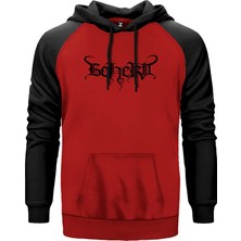 Beherit Logo Kırmızı Renk Reglan Kol Kapşonlu Sweatshirt