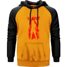 Slayer Shadow Man Sarı Renk Reglan Kol Kapşonlu Sweatshirt