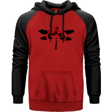 Coheed And Cambria Butterfly 2 Kırmızı Renk Reglan Kol Kapşonlu Sweatshirt