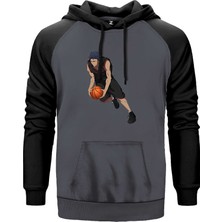 Black Baller Anime Gri Renk Reglan Kol Kapşonlu Sweatshirt