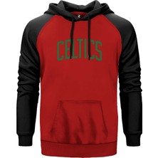 Boston Celtics Yazı Kırmızı Renk Reglan Kol Kapşonlu Sweatshirt
