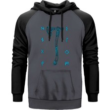 God Of War Ragnarok Kratos Baltası Gri Renk Reglan Kol Kapşonlu Sweatshirt