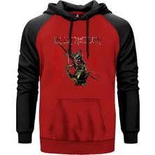 Iron Maiden Senjutsu Kırmızı Renk Reglan Kol Kapşonlu Sweatshirt