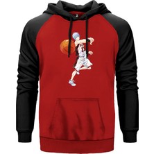 Baller Blue Anime Pass Kırmızı Renk Reglan Kol Kapşonlu Sweatshirt