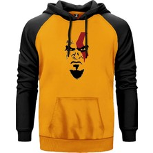 God Of War Kratos Face Sarı Renk Reglan Kol Kapşonlu Sweatshirt
