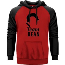 Glimore Girls Team Dean Kırmızı Renk Reglan Kol Kapşonlu Sweatshirt