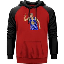 Stephen Curry 30 Warriors Kırmızı Renk Reglan Kol Kapşonlu Sweatshirt